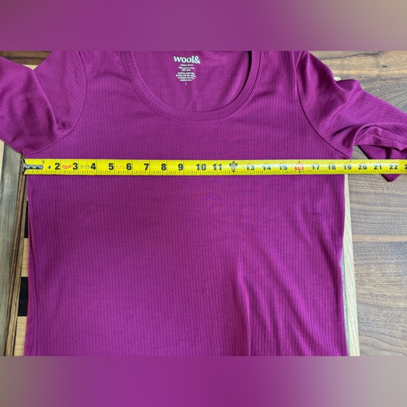Wool& (Beetroot!) Celine Ribbed Elbow Sleeve Tee - Picture 6 of 6
